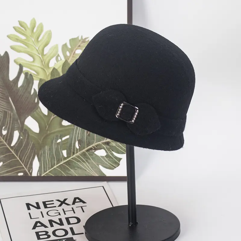 Wool Short Eave Fisherman Hat Women's Autumn And Winter Korean Version Woolen Warm Hat British Elegant Cold Proof Top Hat