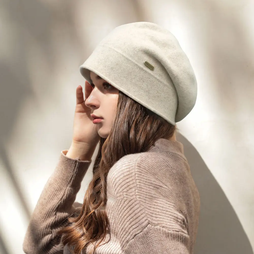 2022 Female Boutique Cashmere Blend Winter Hat Fur Warm Soft Wool Women Skullies Beanies Wholesale Fedora Retro lady caps beret