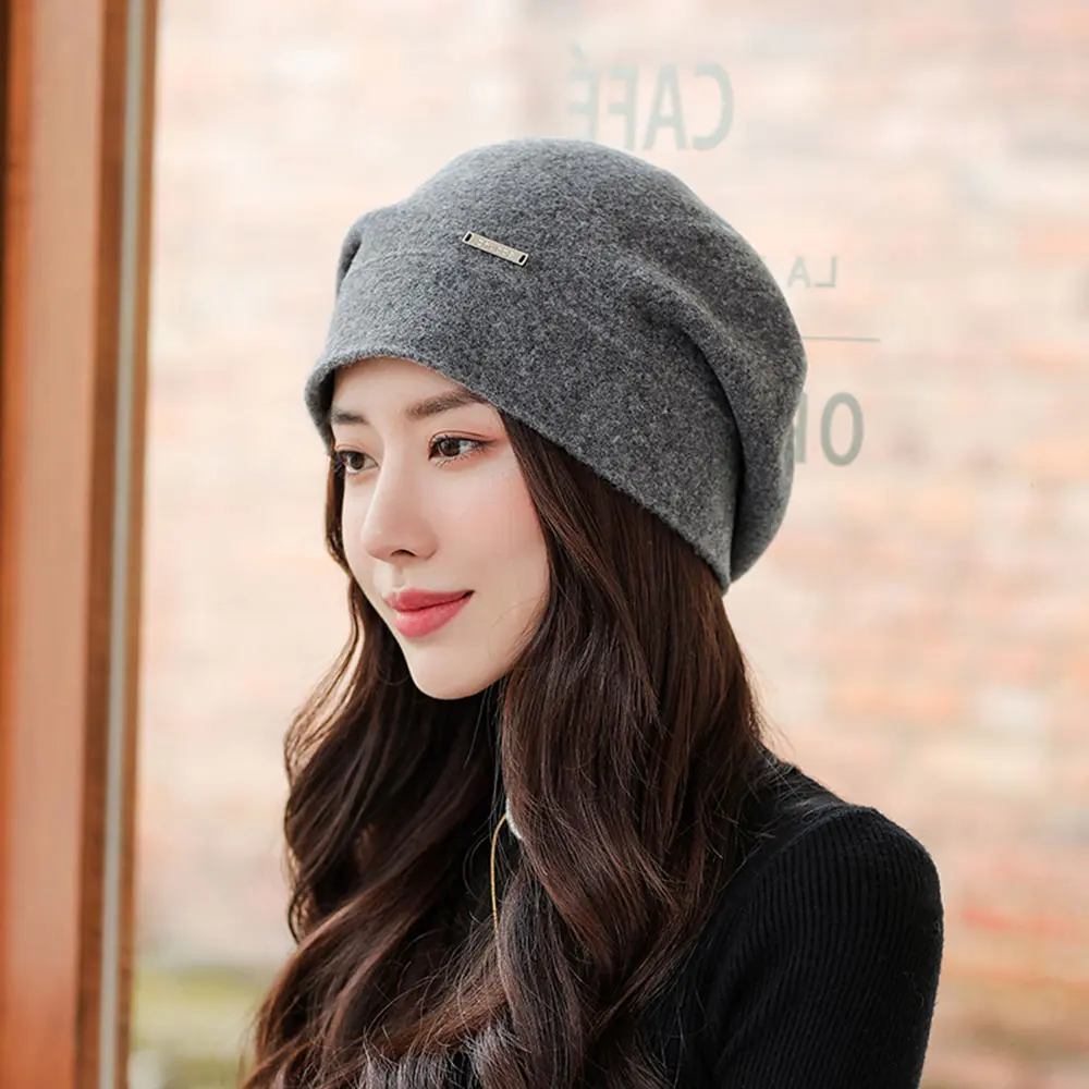 2022 Female Boutique Cashmere Blend Winter Hat Fur Warm Soft Wool Women Skullies Beanies Wholesale Fedora Retro lady caps beret
