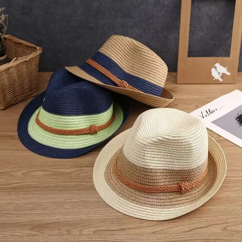 Korean Version Parent-child Grass Hat, Summer Beach Hat, Men's and Women's Travel Jazz Hat, Top Hat, Sun Shading Cool Hat