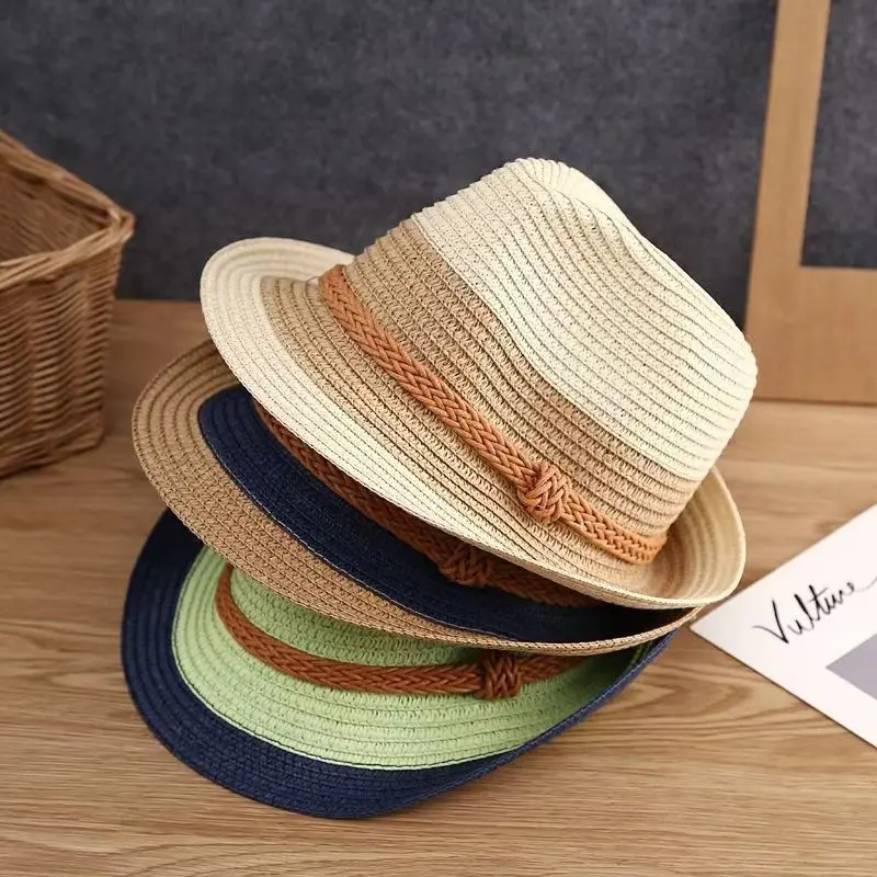 Korean Version Parent-child Grass Hat, Summer Beach Hat, Men's and Women's Travel Jazz Hat, Top Hat, Sun Shading Cool Hat