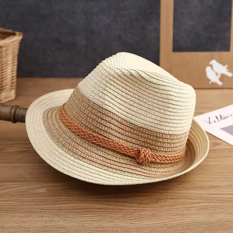 Korean Version Parent-child Grass Hat, Summer Beach Hat, Men's and Women's Travel Jazz Hat, Top Hat, Sun Shading Cool Hat