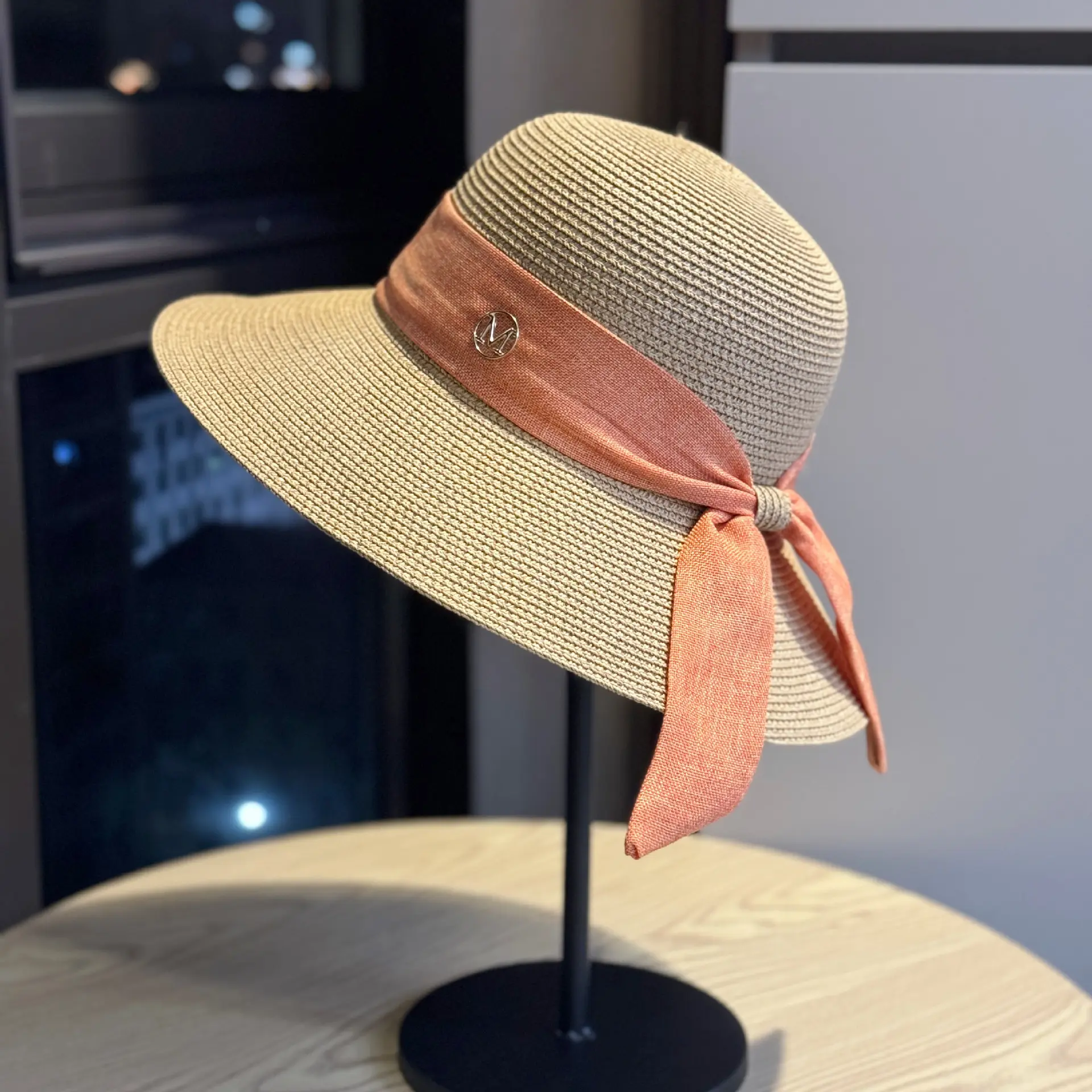 Retro Style Summer Straw Hat with Large Eaves for Sun Protection, Women's French Woven Straw Sun Hat