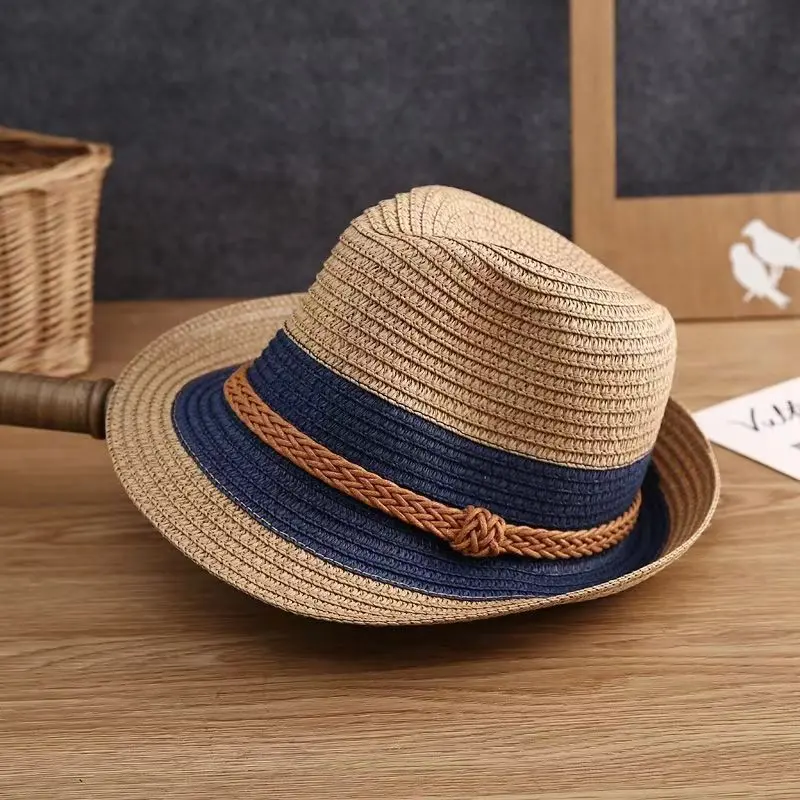 Korean Version Parent-child Grass Hat, Summer Beach Hat, Men's and Women's Travel Jazz Hat, Top Hat, Sun Shading Cool Hat