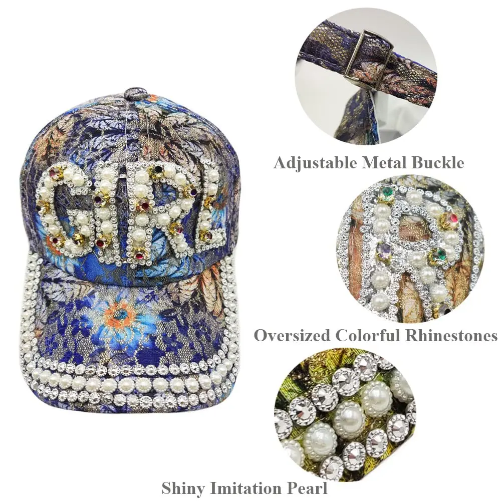 Women Sun Hats With Rhinestone UV Protection Shiny Decorate Baseball Cap Dance Show Personality Caps Street Outdoor Hip Hop Hat