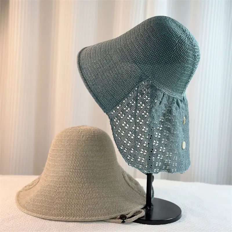 New High-Quality Thin Shawl Sun Hat Korean Version Ins Grass Woven Breathable Foldable Hollow Beach Fisherman Hat