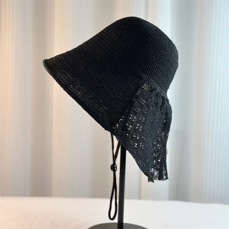 New High-Quality Thin Shawl Sun Hat Korean Version Ins Grass Woven Breathable Foldable Hollow Beach Fisherman Hat