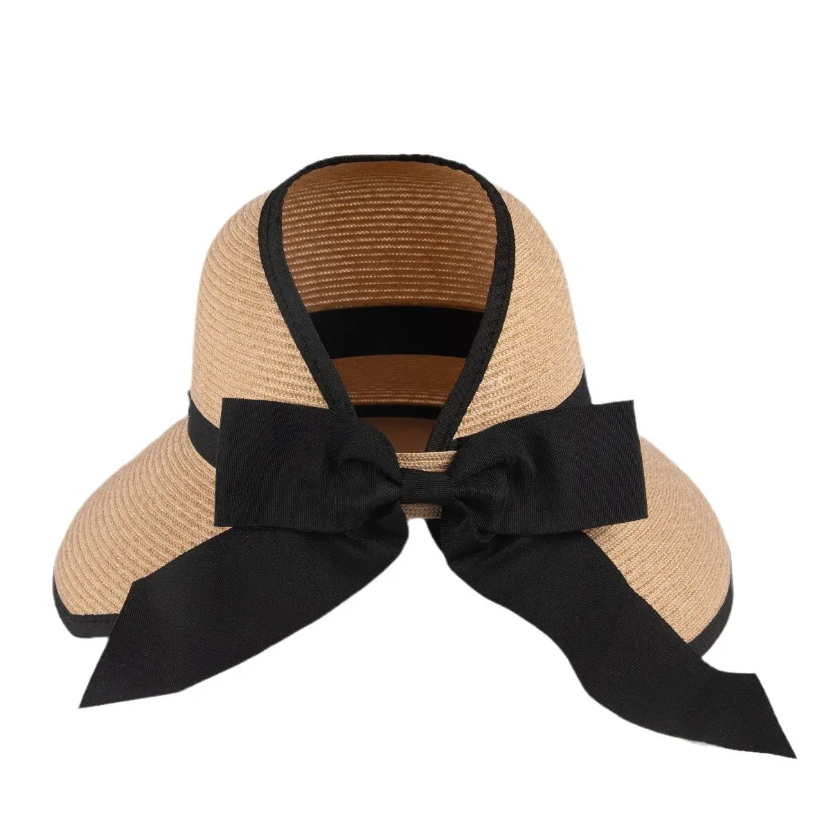 Japanese Summer Vacation With Large Eaves, Sun Protection, Sun Shading, Grass Weaving, UV Protection, Foldable Top Hat, Bow Hat