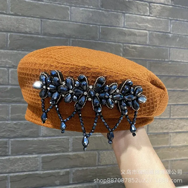 Xiaoxiangfeng Pearl Tassel New Beret Children's Four Seasons Show Face Little Painter Hat Korean Fashion Newspaper Children's Ha