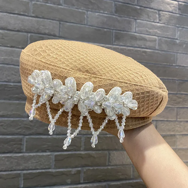 Xiaoxiangfeng Pearl Tassel New Beret Children's Four Seasons Show Face Little Painter Hat Korean Fashion Newspaper Children's Ha