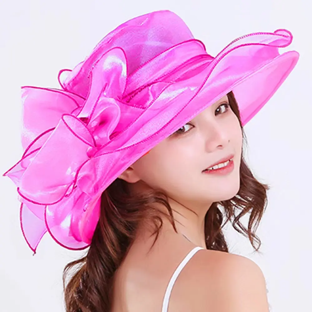 Women Organza Mesh Hat Ruffles Wide Brim Summer Bridal Sun Hat French Europe And America Exquisite Party Cap Beach Cap
