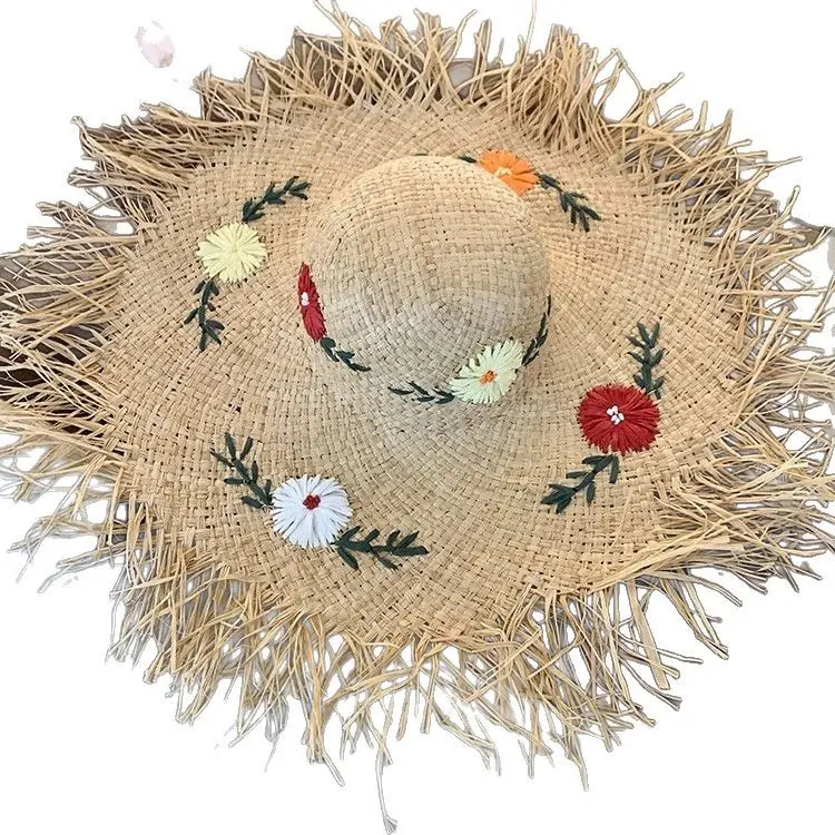 Hollow out Lafite Grass Hat for Women 2025 New Seaside Beach Hat Summer Large brimmed Woven Sunshade Sun Hat