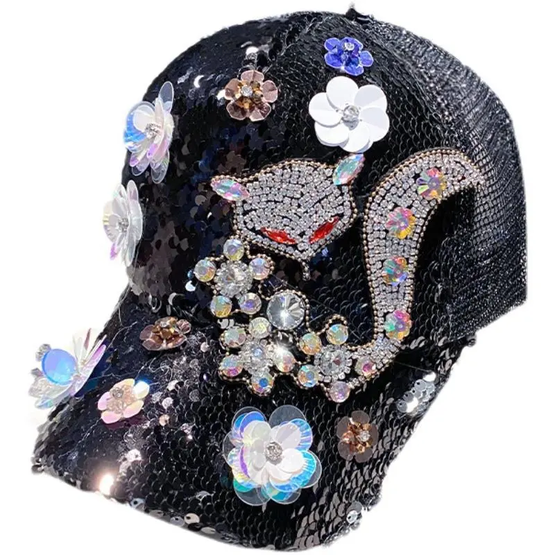 Diamond Sequin Duckbill Hat for Shading Outdoor Sun Hat, Reflective Summer Thin Women's Breathable Summer Women's Baseball Cap