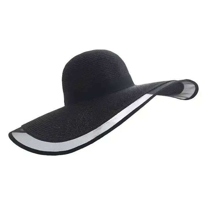 Summer Elegant and Fashionable Women's Mesh Wide Edge Straw Hat Sunscreen and Sunshade Hat Soft Foldable Beach Hat