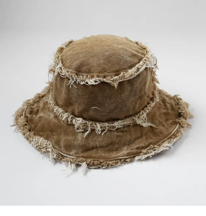 New Washed And Distressed Fur Brimmed Double-Sided Basin Hat, Japanese Street Fashion Hip-Hop Cool And Handsome Fisherman Hat