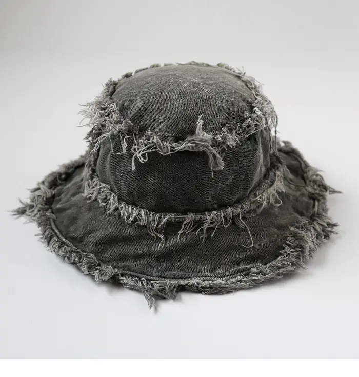 New Washed And Distressed Fur Brimmed Double-Sided Basin Hat, Japanese Street Fashion Hip-Hop Cool And Handsome Fisherman Hat