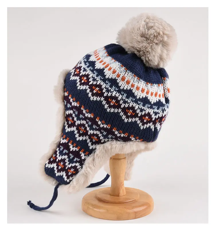 Fashion Retro Lei Feng Hat Women's Warm Autumn And Winter Plush Windproof Versatile Ear Protection Knitted Hat Ski Cap