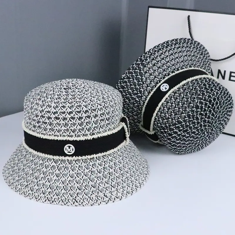 Women's Fashion Hat Hollow Breathable Sun Sunshade Spring/Summer Weaving Hat Style British Fisherman Hat