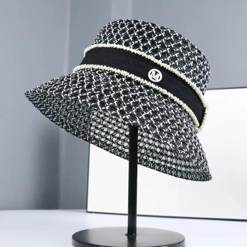 Women's Fashion Hat Hollow Breathable Sun Sunshade Spring/Summer Weaving Hat Style British Fisherman Hat