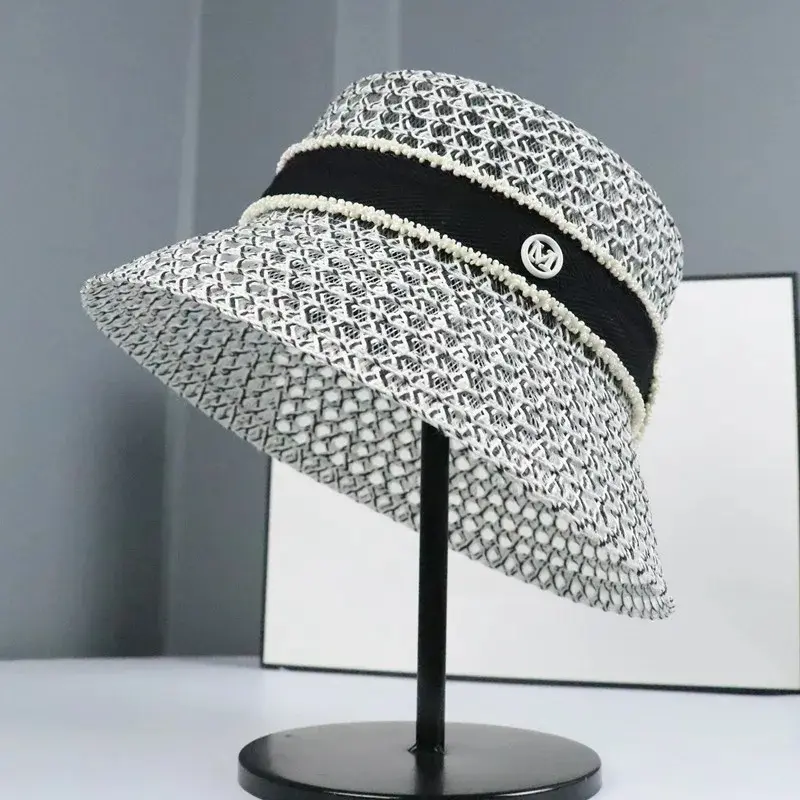 Women's Fashion Hat Hollow Breathable Sun Sunshade Spring/Summer Weaving Hat Style British Fisherman Hat