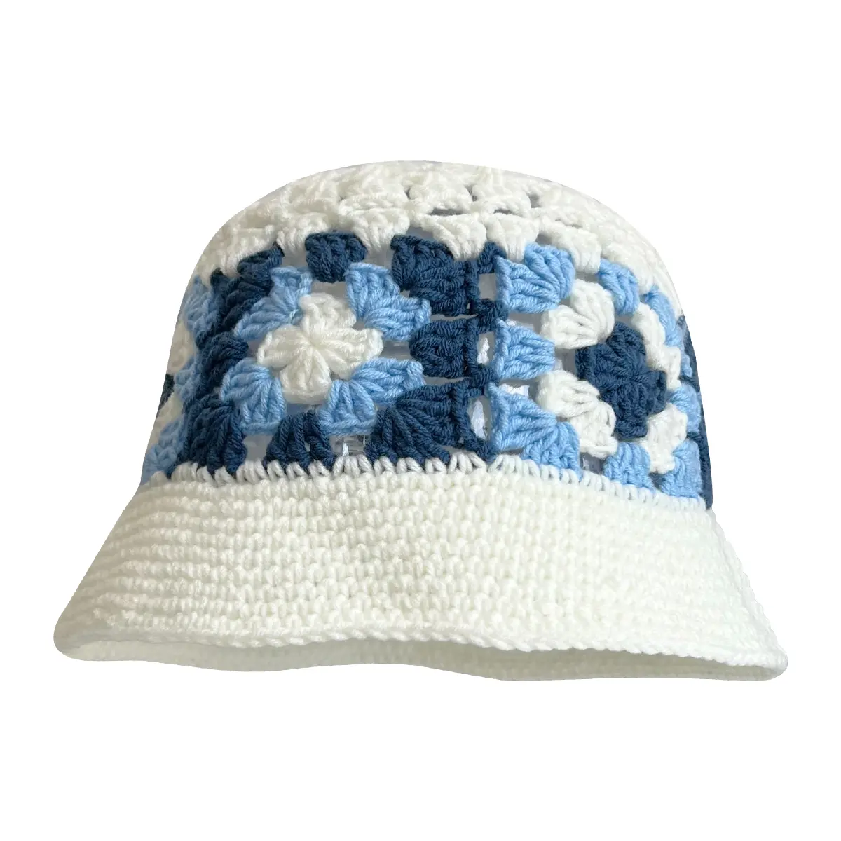 Handmade Crochet Flower Bucket Hat for Girls Korean Hot Travel Beach Panama Caps Design Knitted Hat Winter Beanie Wool Warm Cap