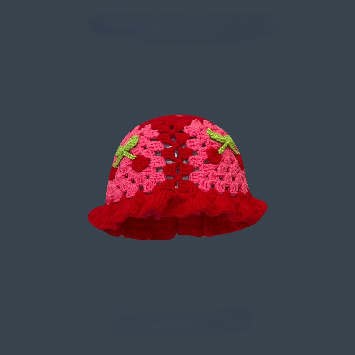 Handmade Crochet Flower Bucket Hat for Girls Korean Hot Travel Beach Panama Caps Design Knitted Hat Winter Beanie Wool Warm Cap