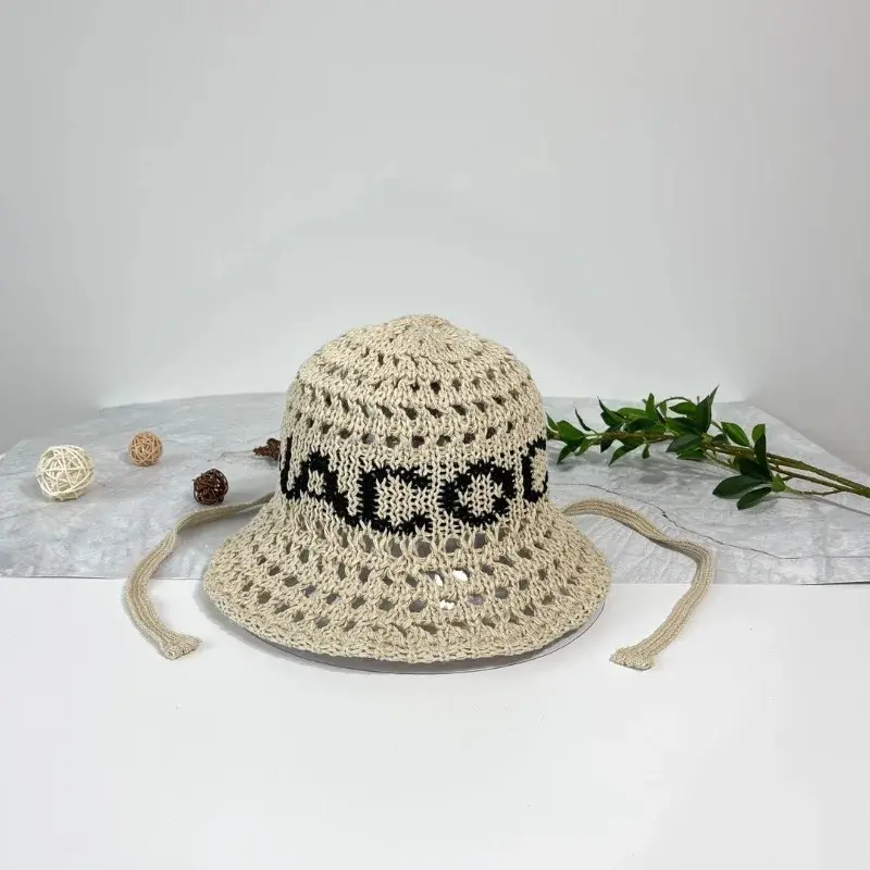 Korean Straw Hat For Women's Beach Outing Sun Hat, Women's Breathable Hollow Fisherman Hat, Large Brim Sun Hat