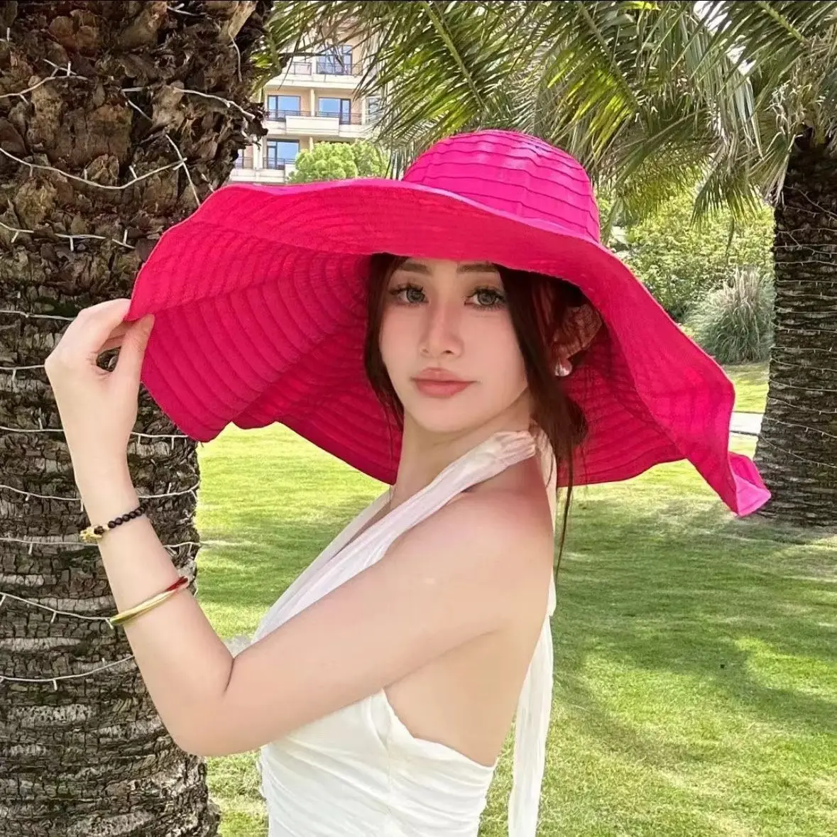 Summer Fashion Foldable Sun Hat For Face Protection And Sun Protection, Fisherman Hat With Bow And Large Brim Outdoor Sun Hat
