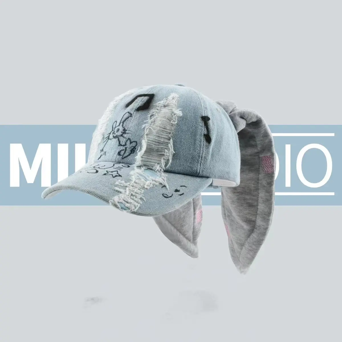 Hot Girl  Long Rabbit Ears Cowboy Baseball Hat Wash Graffiti Hip Hop Cap Women Men Party Team Baseball Cap
