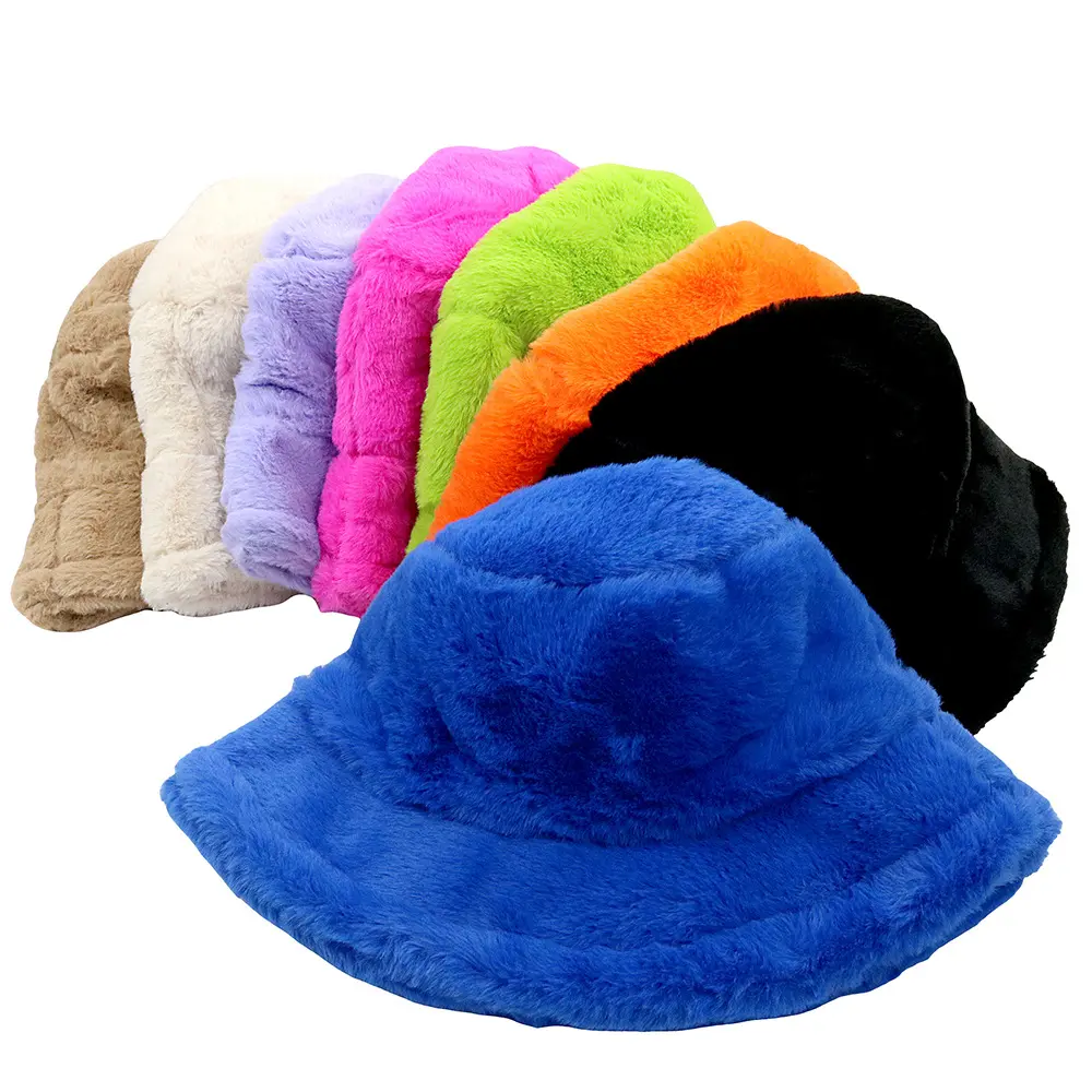 New Solid Color Imitation Rabbit Fur Autumn And Winter Fisherman Hat Women's High-quality Warm Hat Outdoor Panama Hat ​