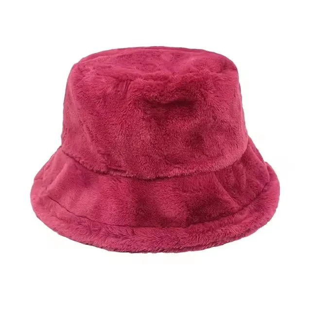 New Solid Color Imitation Rabbit Fur Autumn And Winter Fisherman Hat Women's High-quality Warm Hat Outdoor Panama Hat ​