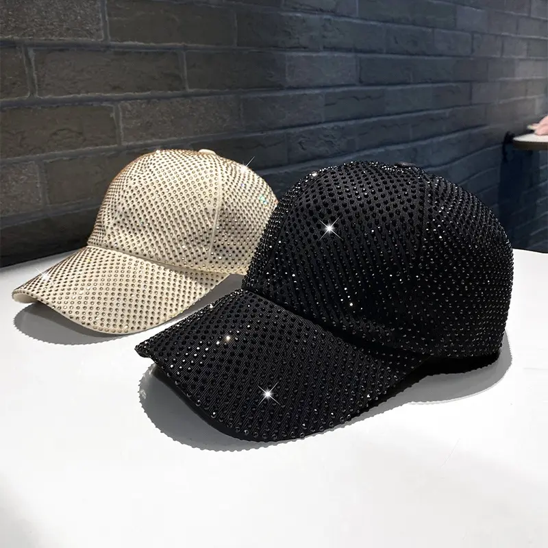 Fashion Designer Net Red Ins Summer Women's Super Flash Rhinestone Hip-hop Hat Street Kpop Outdoor Sun Hat Baseball Cap