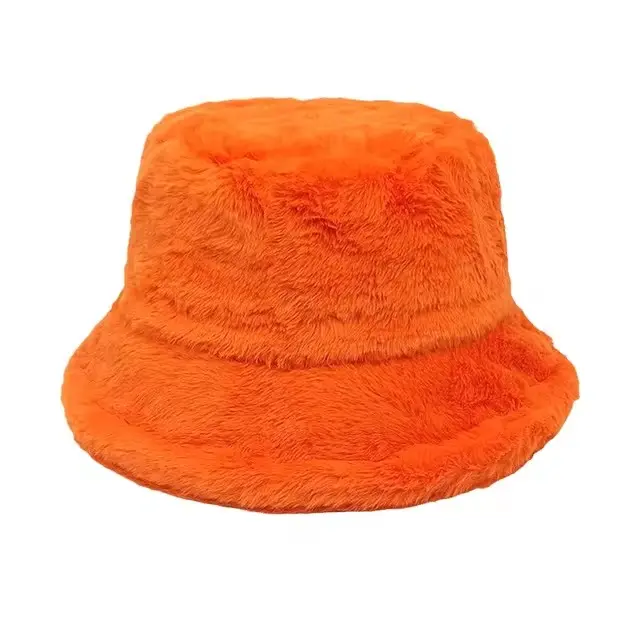 New Solid Color Imitation Rabbit Fur Autumn And Winter Fisherman Hat Women's High-quality Warm Hat Outdoor Panama Hat ​