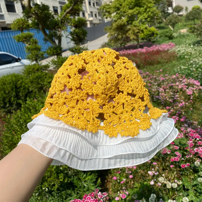 Hats For Women in All Seasons, Handmade Cotton Hats, Small And Fresh Lace Fisherman Hats, Korean Version, Versatile Sun Hat
