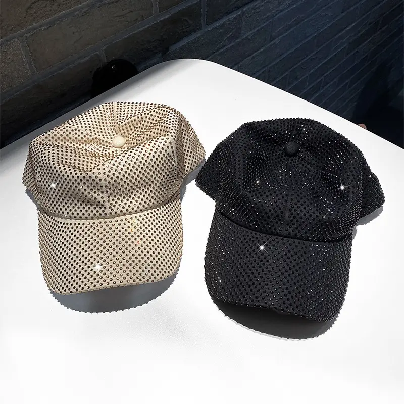 Fashion Designer Net Red Ins Summer Women's Super Flash Rhinestone Hip-hop Hat Street Kpop Outdoor Sun Hat Baseball Cap