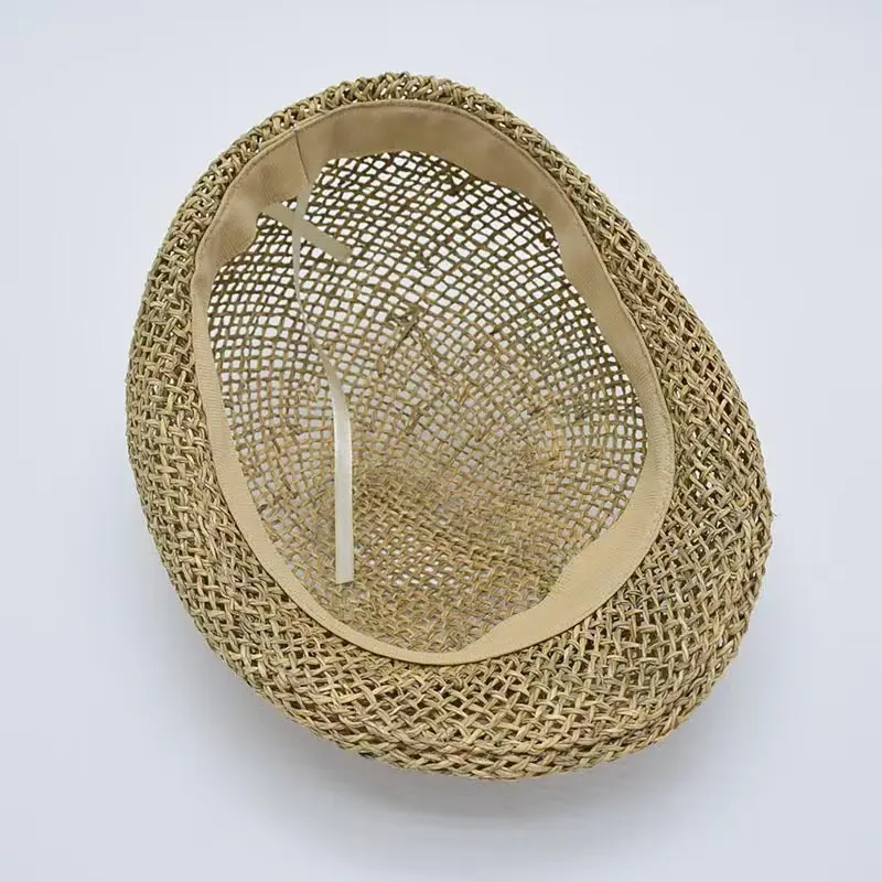 2022 Hand-woven  fashion Straw Women Summer Thin Newsboy Cap Painter Rope Knitted Beret Mesh Breathable Beach straw hat