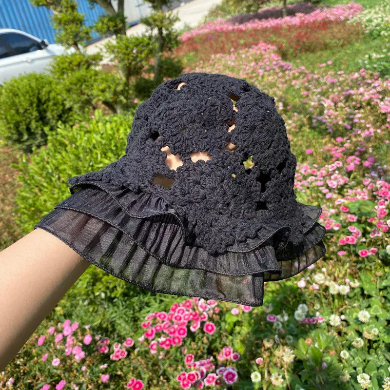 Hats For Women in All Seasons, Handmade Cotton Hats, Small And Fresh Lace Fisherman Hats, Korean Version, Versatile Sun Hat
