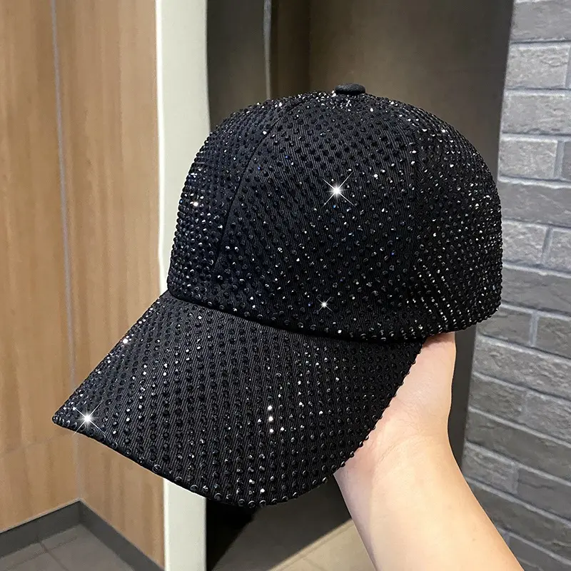 Fashion Designer Net Red Ins Summer Women's Super Flash Rhinestone Hip-hop Hat Street Kpop Outdoor Sun Hat Baseball Cap