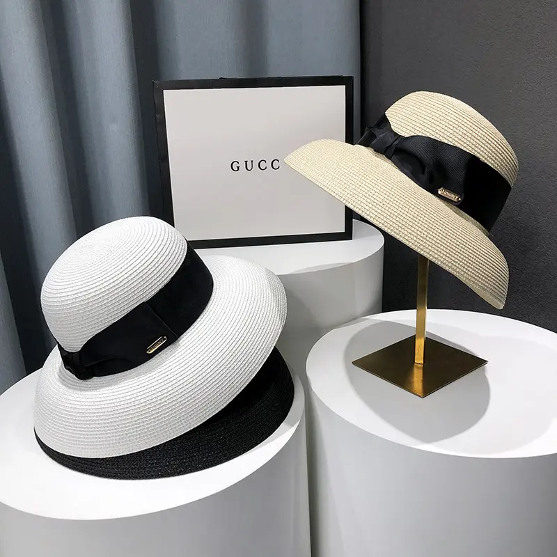 French Hepburn Style Straw Hat For Women, Summer Face Covering Sun Hat, UV Resistant Beach Vacation Sun Hat