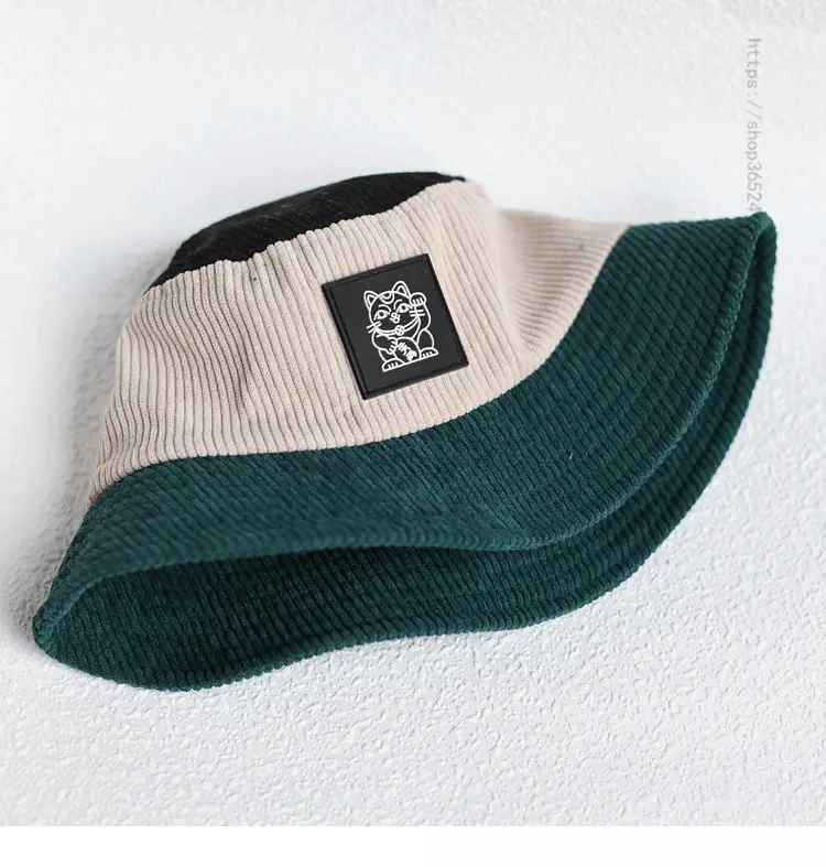 Corduroy Fisherman's Hat for Women Spring and Autumn Japanese Style Colored Retro Versatile Big Head Waist Sunshade Casual Hat