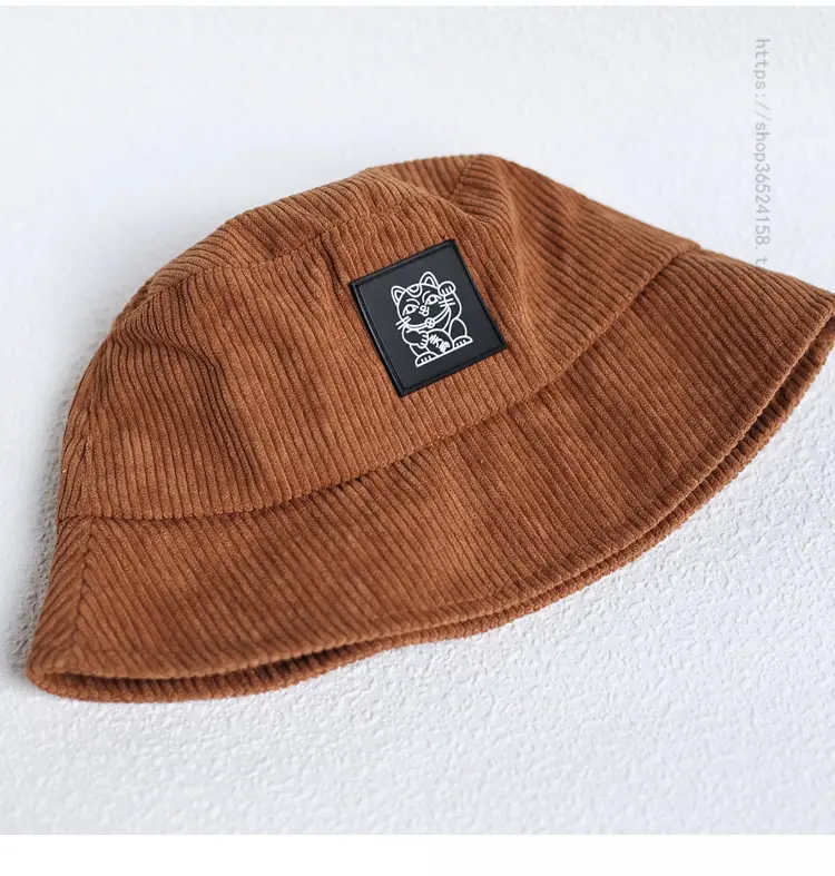 Corduroy Fisherman's Hat for Women Spring and Autumn Japanese Style Colored Retro Versatile Big Head Waist Sunshade Casual Hat