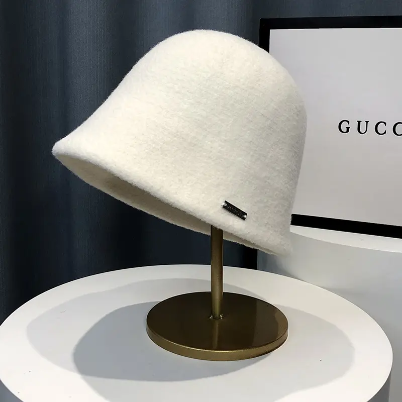 Japanese Wool Knitted Fisherman Hat For Women In Autumn And Winter Bucket Hat For Winter Warmth, Versatile Woolen Basin Hat