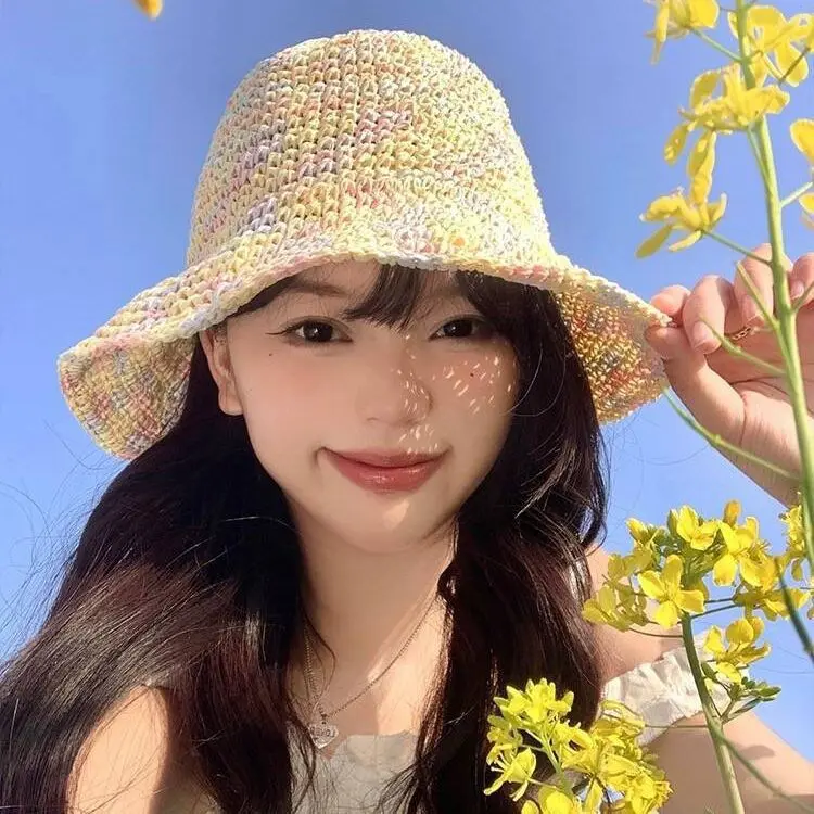 Spring/Summer Versatile Large brimmed Grass Hat Summer Seaside Fisherman Hat Sunscreen Hat Korean Edition Sunscreen Hat