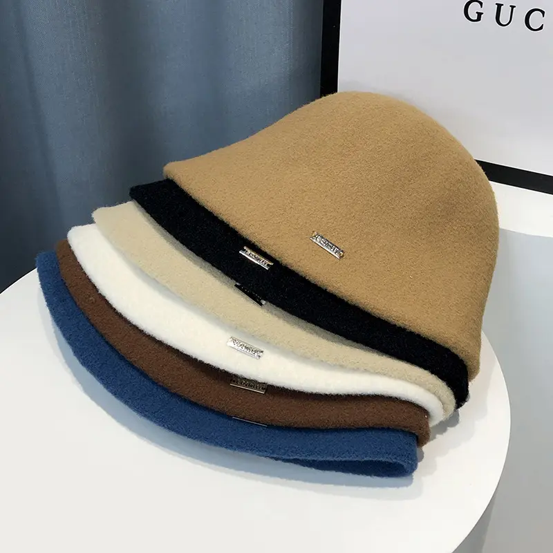 Japanese Wool Knitted Fisherman Hat For Women In Autumn And Winter Bucket Hat For Winter Warmth, Versatile Woolen Basin Hat