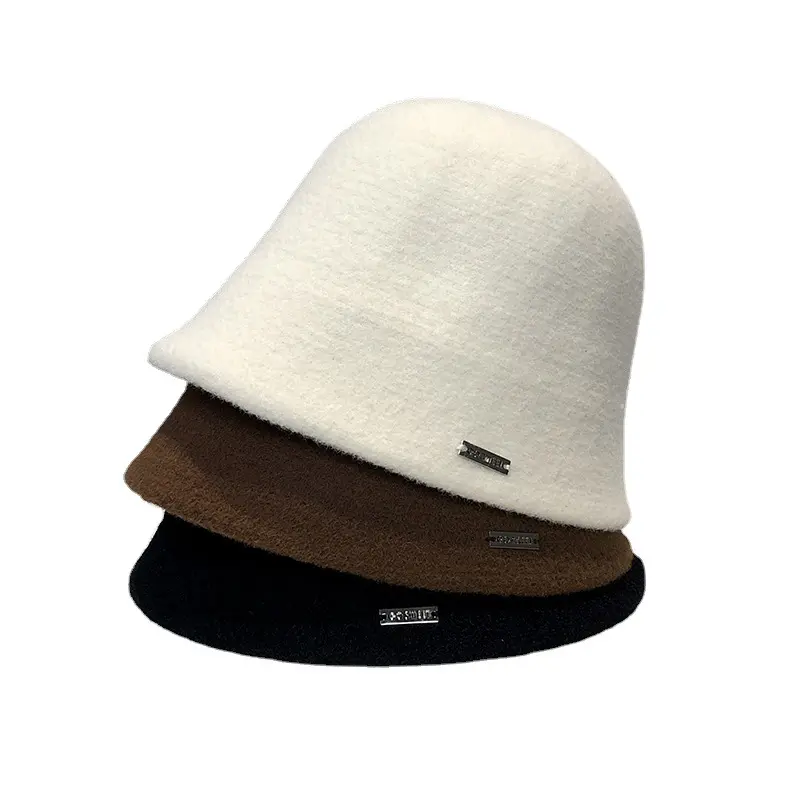 Japanese Wool Knitted Fisherman Hat For Women In Autumn And Winter Bucket Hat For Winter Warmth, Versatile Woolen Basin Hat