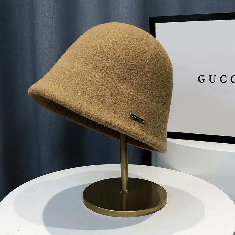 Japanese Wool Knitted Fisherman Hat For Women In Autumn And Winter Bucket Hat For Winter Warmth, Versatile Woolen Basin Hat