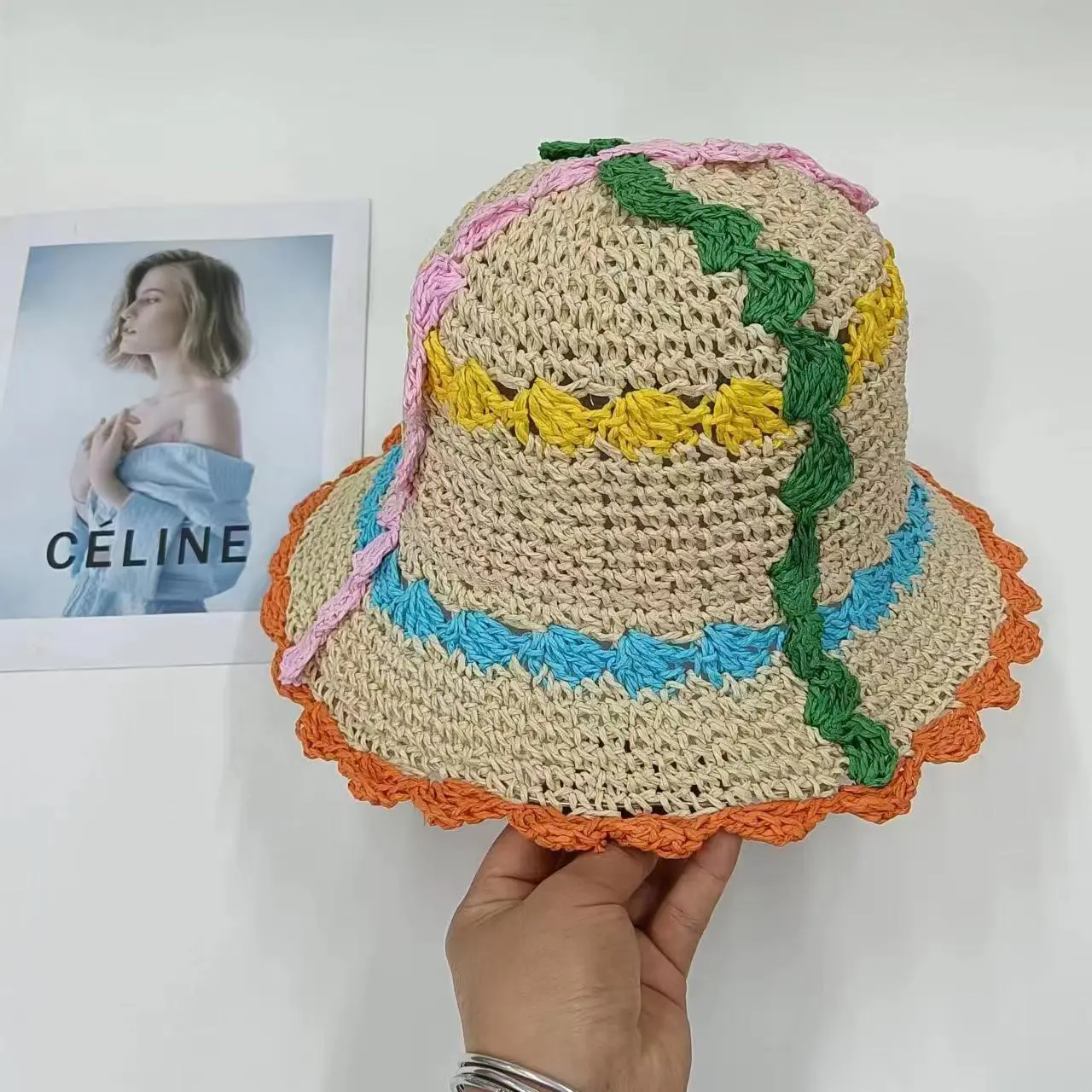 Spring/Summer Versatile Large brimmed Grass Hat Summer Seaside Fisherman Hat Sunscreen Hat Korean Edition Sunscreen Hat