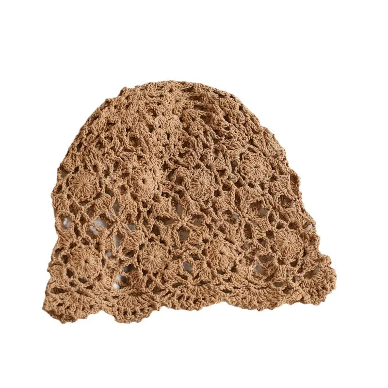 Handmade Crochet Knitted pile cap For Women in Spring And Summer, Bohemian Ethnic Style, Niche Design, Hollowed Out Toe Cap