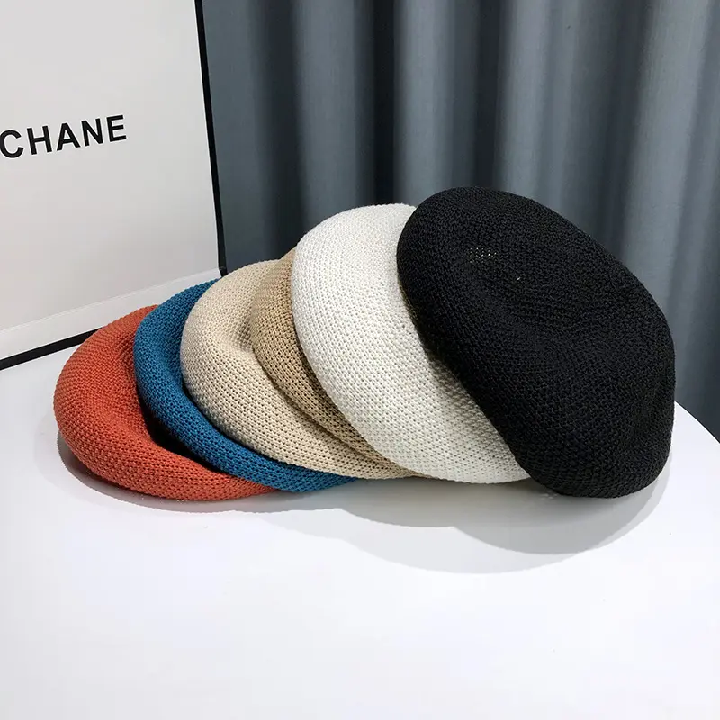 New Summer Breathable Beret Women's Thin Hat Solid Color Korean Versatile Japanese Face Showing Little Painter Hat