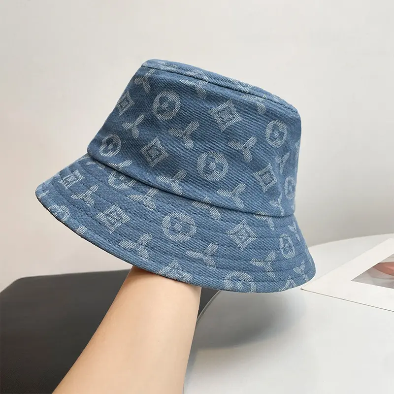 Fisherman's Hat, Fashionable Temperament, Fragrant Feng Shui Bucket Hat, Eye-Catching Face, Small Washed Pattern Denim Hat
